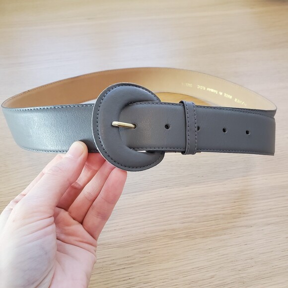 Vintage 80's Valerie Bared Gray Leather Belt - Picture 1 of 11